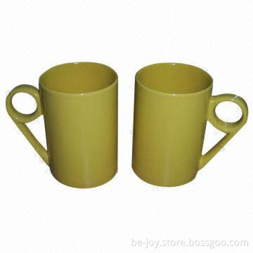 Stoneware Mug with Circle Handle, OEM Designs are Acceptable